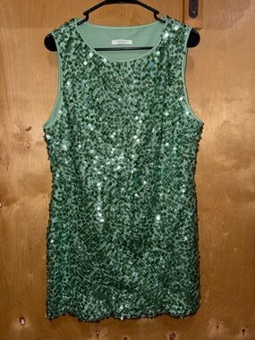 Peppermayo Green Sequin Mini Dress